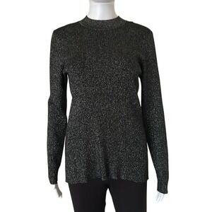 Ted Baker London High Neck Black Shimmer Long Sleeve Knit Sweater size 4